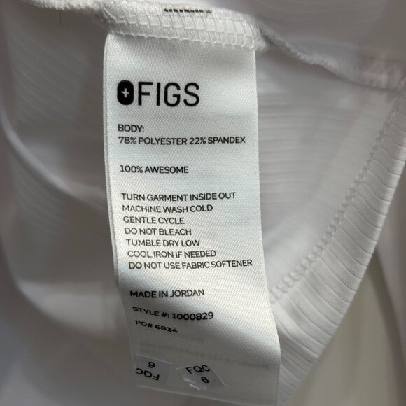 Figs Ribbed Longsleeve Underscrub in White, Size X-Small - Picture 10 of 11